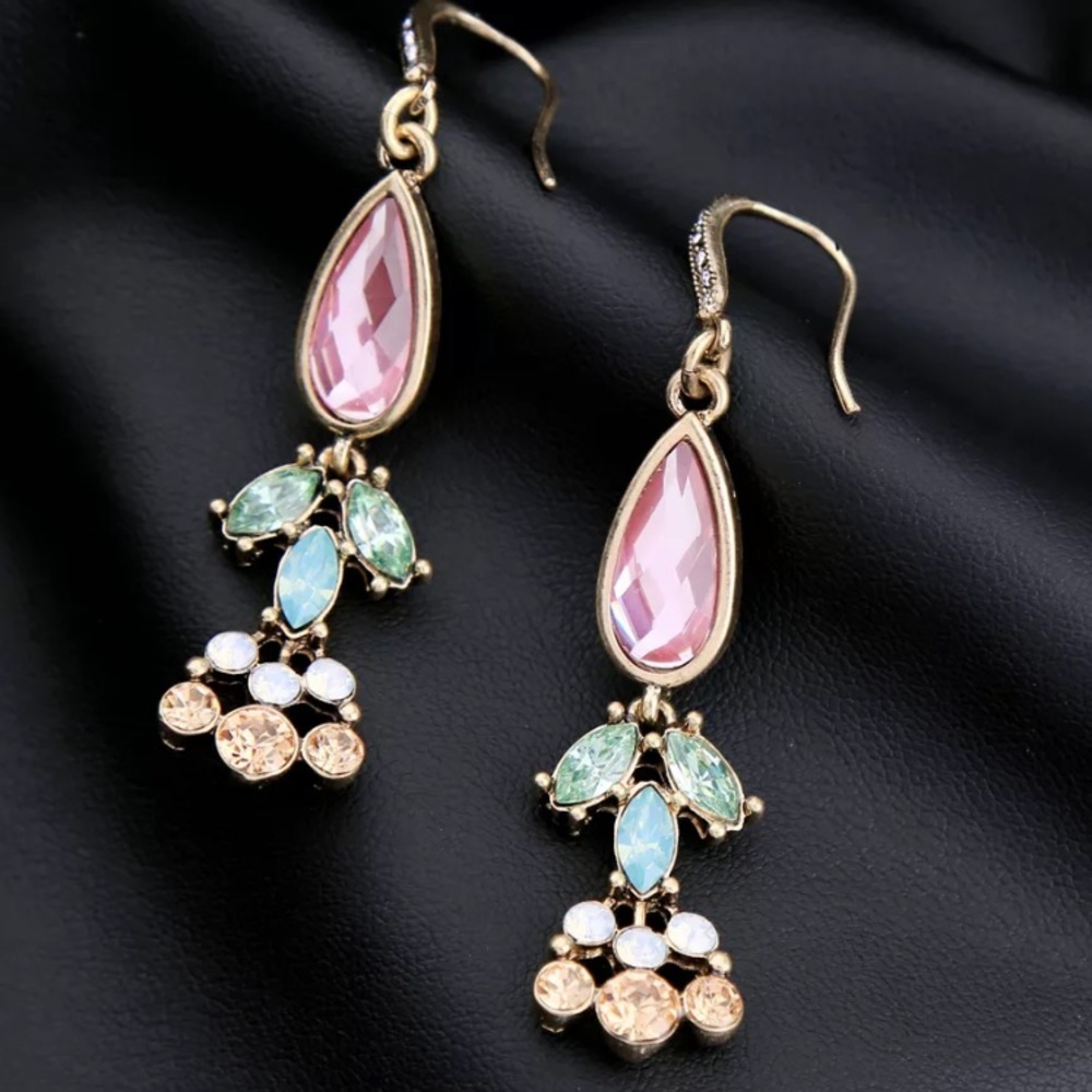 MULT-COLOR Summer BOHO Crystal Dangle Earrings - Picture 2 of 6
